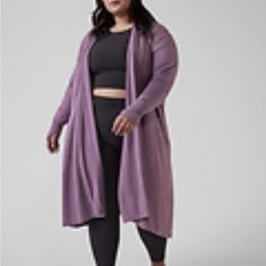 Athleta Pranayama Long Wrap cardigan purple
